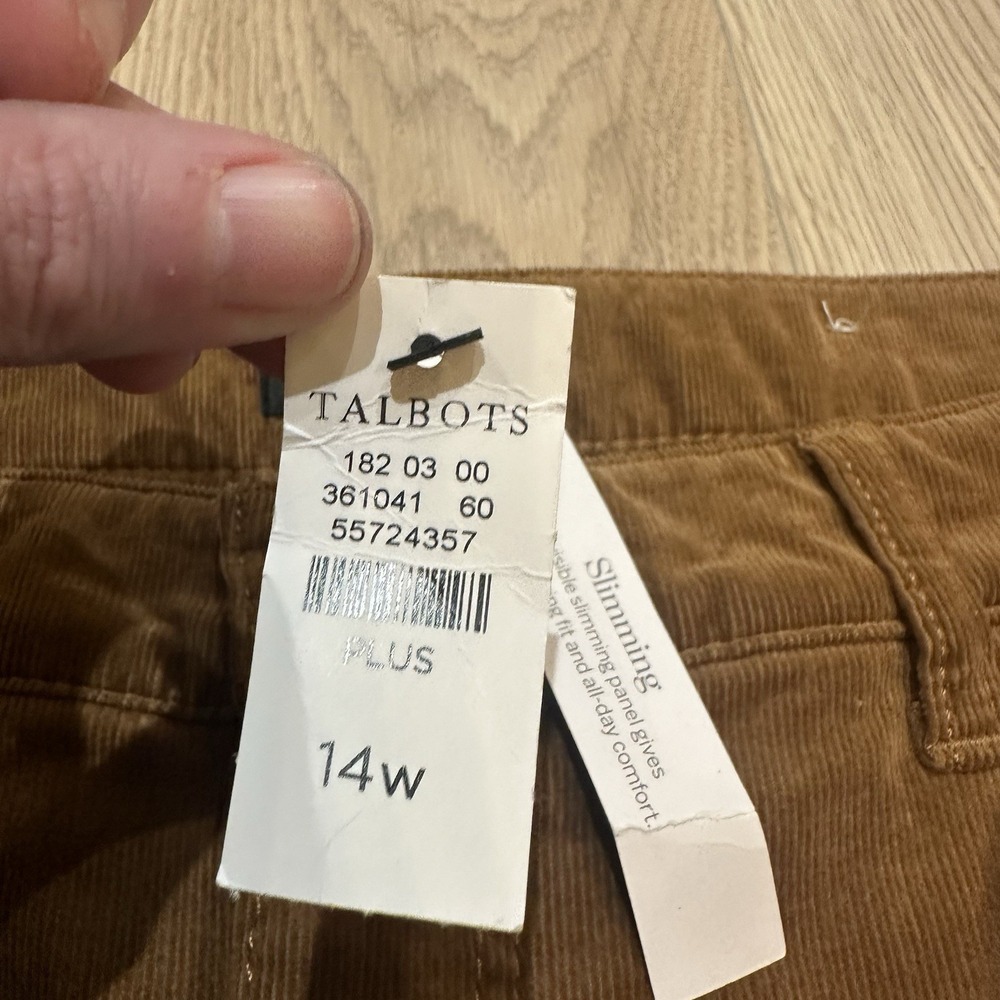 NWT Talbots Pants Womens 14W Brown Corduroy Slimming Straight Leg - Picture 4 of 8